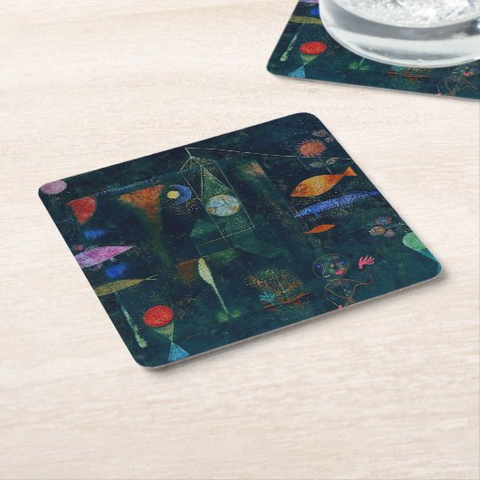 ポールクレフィッシュ魔法抽象芸術絵画のグラフィックアート スクエアペーパーコースター (アングル)