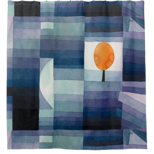 ポールクレー抽象芸術ツリーブルー絵画ズ シャワーカーテン (正面)