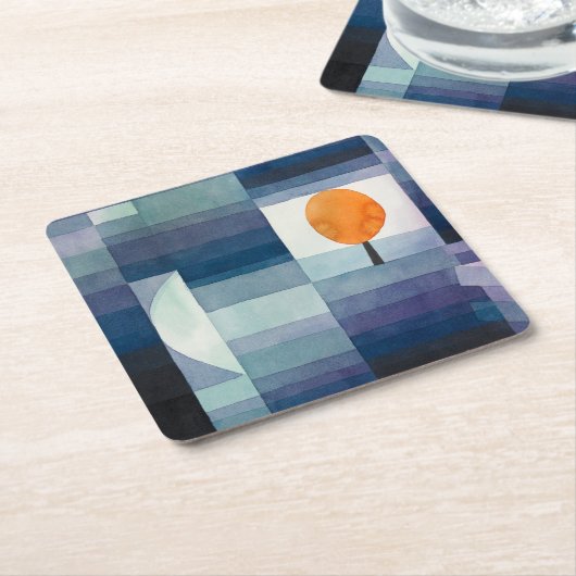 ポールクレー抽象芸術ツリーブルー絵画ズ スクエアペーパーコースター (アングル)