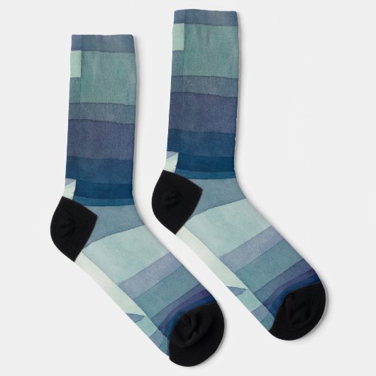 ポールクレー抽象芸術ツリーブルー絵画ズ ソックス (右)