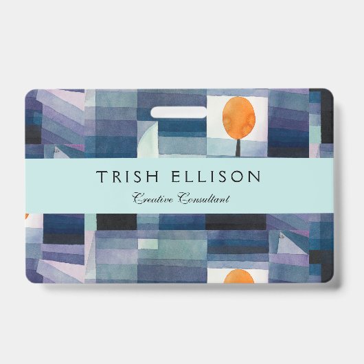 ポールクレー抽象芸術ツリーブルー絵画ズ バッジ (正面)