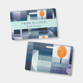 ポールクレー抽象芸術ツリーブルー絵画ズ バッジ (正面&裏面)