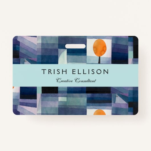 ポールクレー抽象芸術ツリーブルー絵画ズ バッジ (正面)