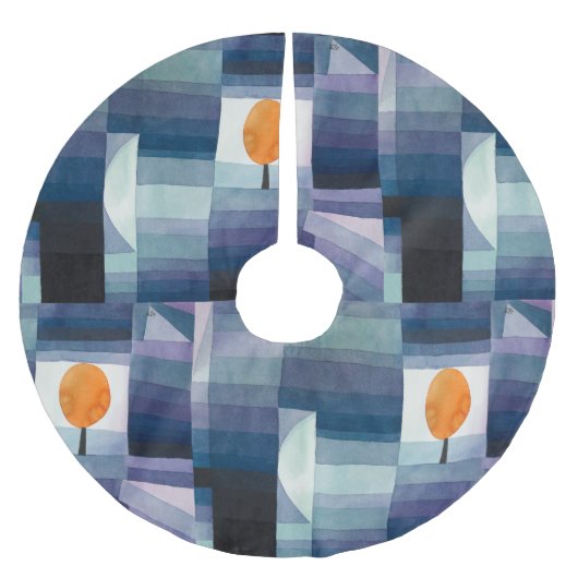 ポールクレー抽象芸術ツリーブルー絵画ズ ブラッシュドポリエステルツリースカート (正面)