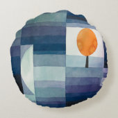 ポールクレー抽象芸術ツリーブルー絵画ズ ラウンドクッション (裏面)