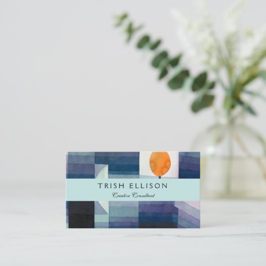 ポールクレー抽象芸術ツリーブルー絵画ズ 名刺 (スタンド正面)