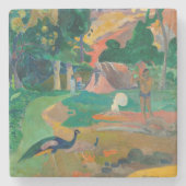 ポールゴーグインマタモエの風景と孔雀 ストーンコースター (正面)