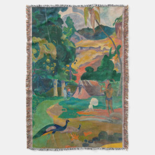 ポールゴーグインマタモエの風景と孔雀 スローブランケット