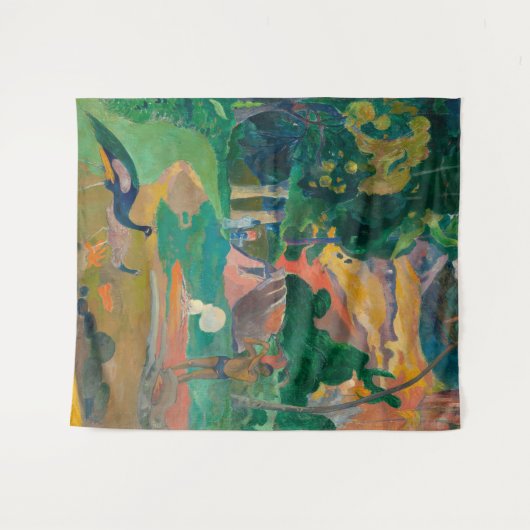 ポールゴーグインマタモエの風景と孔雀 タペストリー (正面(横))