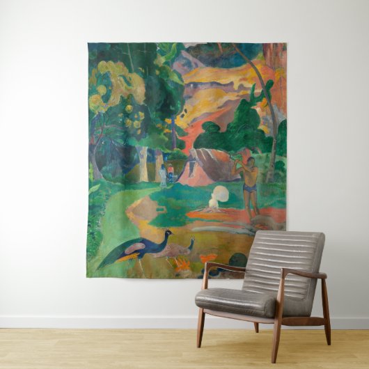 ポールゴーグインマタモエの風景と孔雀 タペストリー (インサイチュ)