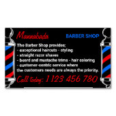 ポールサプライサービスブラックレッドネイビー理容師 マグネット名刺 (正面)