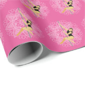 ポールスポーツダンスフィットネスフラワーマンダラホワイトピンク ラッピングペーパー (ロールコーナー)