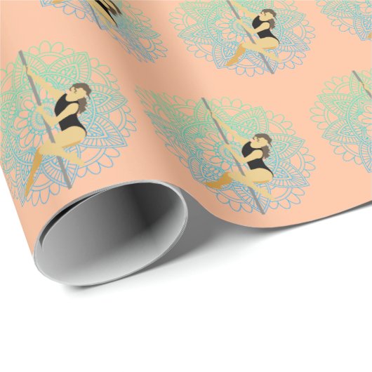 ポールスポーツマンダラフラワーグリーンブルーピーチ ラッピングペーパー (ロールコーナー)