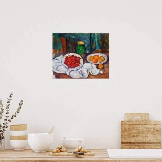 ポールセザンヌはまださくらんぼと桃と生活 ポスター (キッチン)