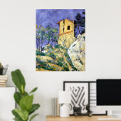 ポールセザンヌひびの入った壁のある家 ポスター (ホームオフィス)