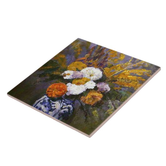 ポールセザンヌヴィンテージダリアがデルフトの花瓶に タイル (側面)