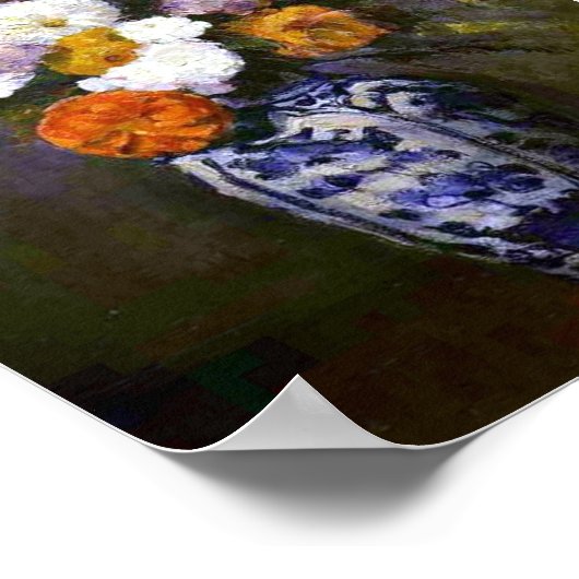 ポールセザンヌヴィンテージダリアがデルフトの花瓶に ポスター (角)