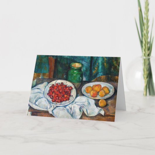 ポールセザンヌ-さくらんぼとピーチとの静物生活 カード (正面)