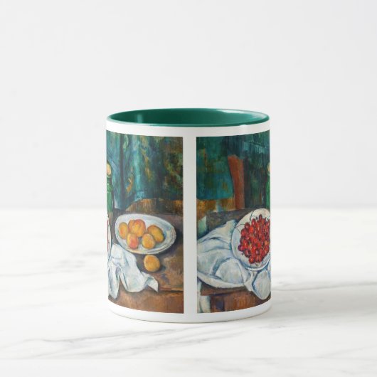 ポールセザンヌ-さくらんぼとピーチとの静物生活 マグカップ (中央)
