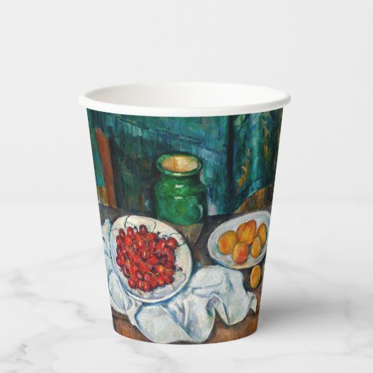 ポールセザンヌ-さくらんぼとピーチとの静物生活 紙コップ (正面)