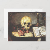 ポールセザンヌ-スカル、キャンドル、本を持つ静物生活 ポストカード (正面/裏面)