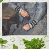 ポールセザンヌ-セザンヌ夫人がテーブルに寄り掛かる キッチンタオル (折り畳み)