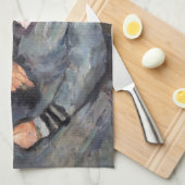 ポールセザンヌ-セザンヌ夫人がテーブルに寄り掛かる キッチンタオル (四つ折り)