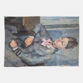 ポールセザンヌ-セザンヌ夫人がテーブルに寄り掛かる キッチンタオル (横)