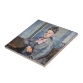 ポールセザンヌ-セザンヌ夫人がテーブルに寄り掛かる タイル (側面)