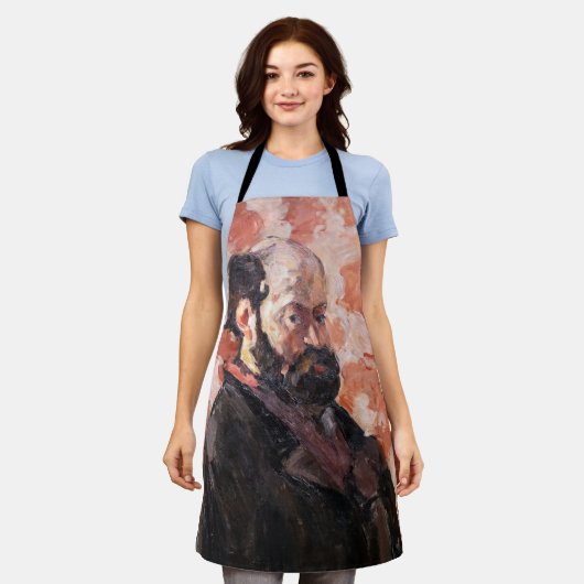 ポールセザンヌ – ピンクの背景を持つセルフポートレート エプロン (着用した状態)