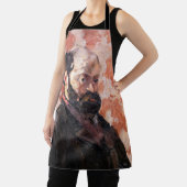 ポールセザンヌ – ピンクの背景を持つセルフポートレート エプロン (インサイチュ)