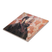 ポールセザンヌ – ピンクの背景を持つセルフポートレート タイル (側面)