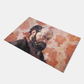 ポールセザンヌ – ピンクの背景を持つセルフポートレート ドアマット (アングル)