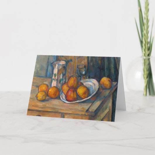 ポールセザンヌ – ミルクジュグとフルーツを使った静物詩 カード (正面)