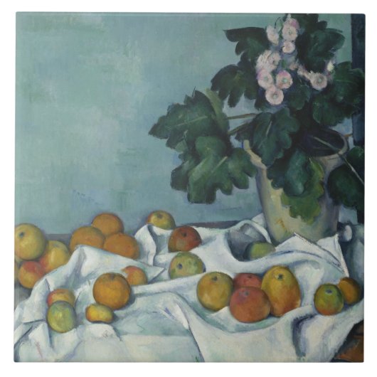 ポールセザンヌ – リンゴとポットの静物詩 タイル (正面)