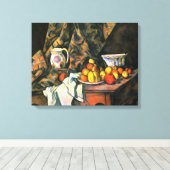 ポールセザンヌ – リンゴと桃を持つ静かな生活 キャンバスプリント (インサイチュ (ウッドフロア))