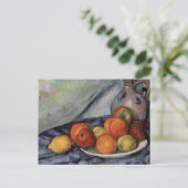 ポールセザンヌ – 果物とテーブルの上のジャグ シーズンポストカード (スタンド正面)