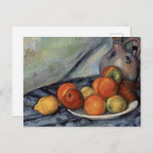 ポールセザンヌ – 果物とテーブルの上のジャグ シーズンポストカード (正面/裏面)