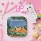 ポールセザンヌ – 赤い屋根とエスタケ ペーパープレート (パーティー)