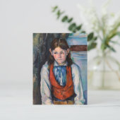 ポールセザンヌ – 赤ベスト葉書の少年 ポストカード (スタンド正面)