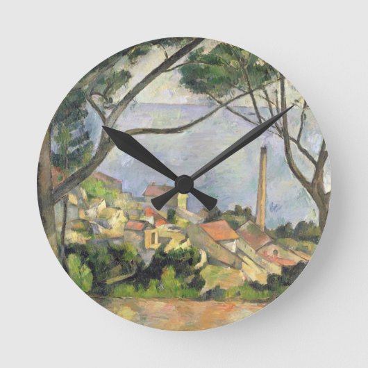 ポールセザンヌ| l'Estaque 1878年の海 ラウンド壁時計 (正面)