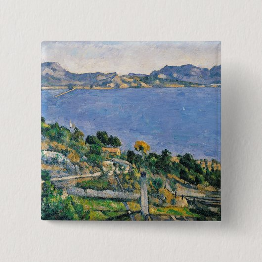 ポールセザンヌ| L'Estaque、Marseの湾の眺め 缶バッジ (正面)
