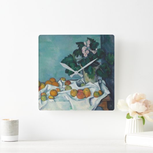 ポールセザンヌ | Still Life with Appleとポット スクエア壁時計 (ホーム)
