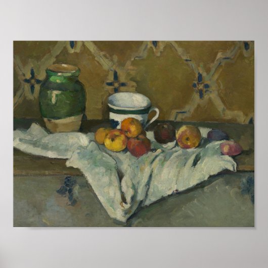 ポールセザンヌ- Still Life with Jar, Cup, and Apple ポスター (正面)