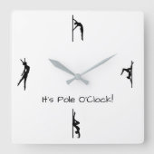 ポールダンスの時間だ!ポールが壁の時計を移動 スクエア壁時計 (正面)