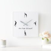 ポールダンスの時間だ!ポールが壁の時計を移動 スクエア壁時計 (ホーム)