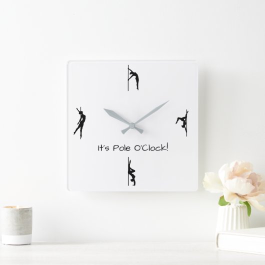 ポールダンスの時間だ!ポールが壁の時計を移動 スクエア壁時計 (ホーム)