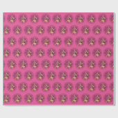 ポールフィットネスマンダラフラワーブラックピンク ラッピングペーパー (フラット)