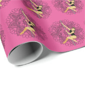 ポールフィットネスマンダラフラワーブラックピンク ラッピングペーパー (ロールコーナー)