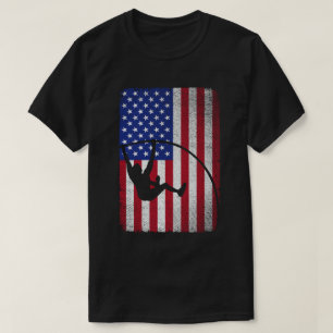 ポールボールトアメリカ国旗7月ジャンプスポーツ4日 Tシャツ